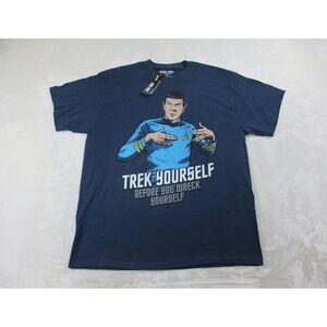 NEW VINTAGE Star Trek Shirt Mens Extra Large Blue Trek Yourself Television 2011